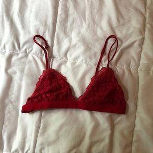 Red lace triangle bralette